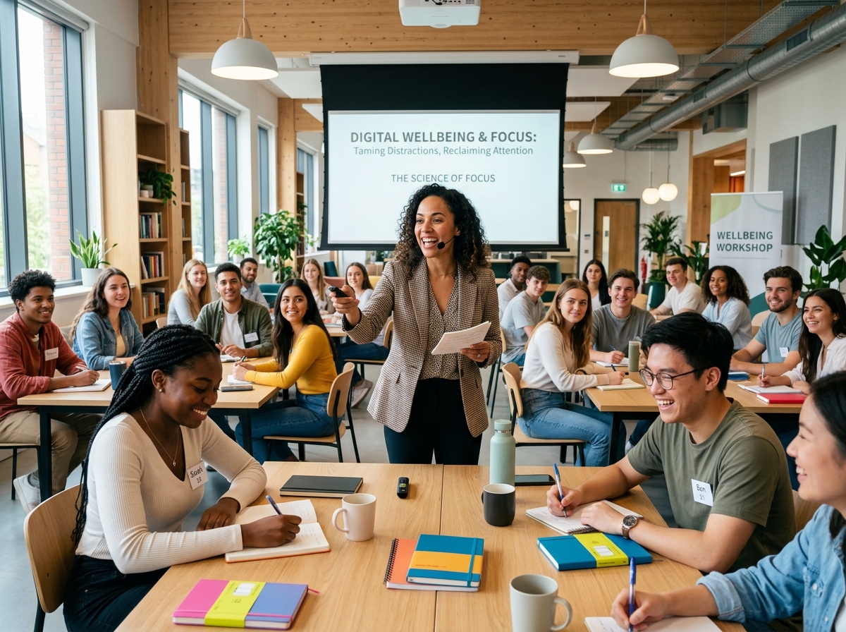 Active student digital wellbeing and focus workshop session
